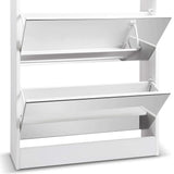 Mirrored Shoe Cabinet Storage 5 Drawers Shelf White - JVEES