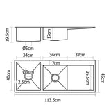 Stainless Steel Kitchen/Laundry Sink w/ Strainer Waste 1135 x 450mm - JVEES