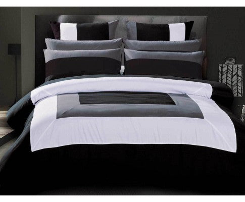 Queen Size Black Grey White Quilt Cover Set (3PCS) - JVEES