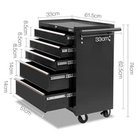 5 Drawers Roller Toolbox Cabinet  Black - JVEES