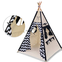 4 Poles Teepee Tent w/ Storage Bag Black - JVEES